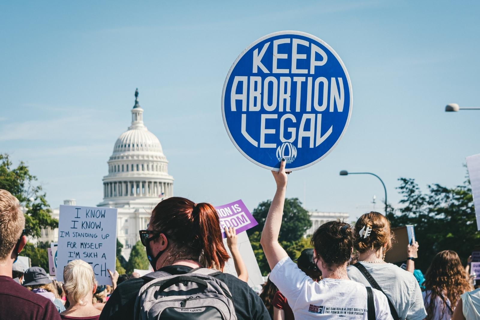 Protest sign reads "keep abortion legal"