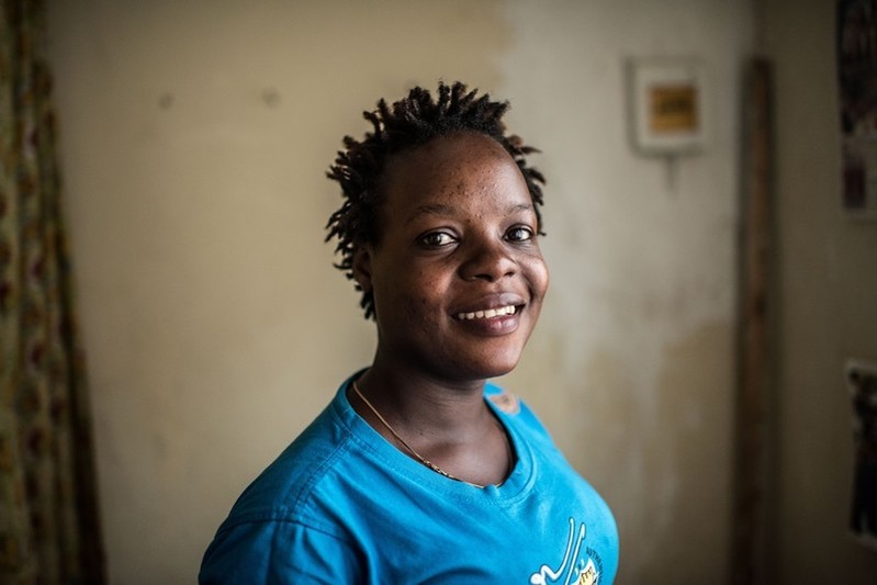 Masitula, a sex-worker and beneficiary of the Little Mermaids Bureau project at her home in Kampala, Uganda.