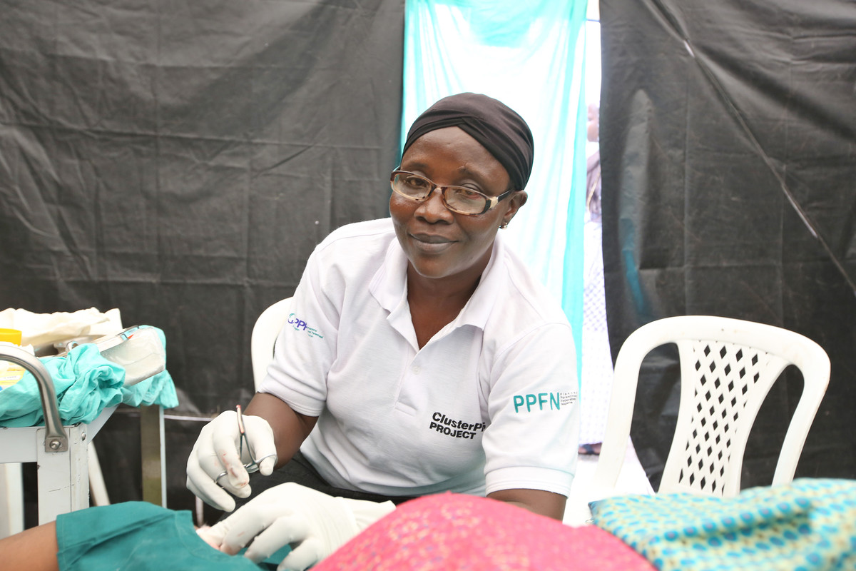 IPPF public health facility worker administers family planning to local clients