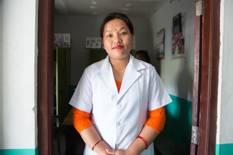 Kamala Junari is a senior auxiliary nurse midwife. “Nurses in this area have so many responsibilities,” she says. “They have to take care of pregnant women right from the beginning of their pregnancy to postdelivery. They are the most important people to advise people on safe motherhood.” 