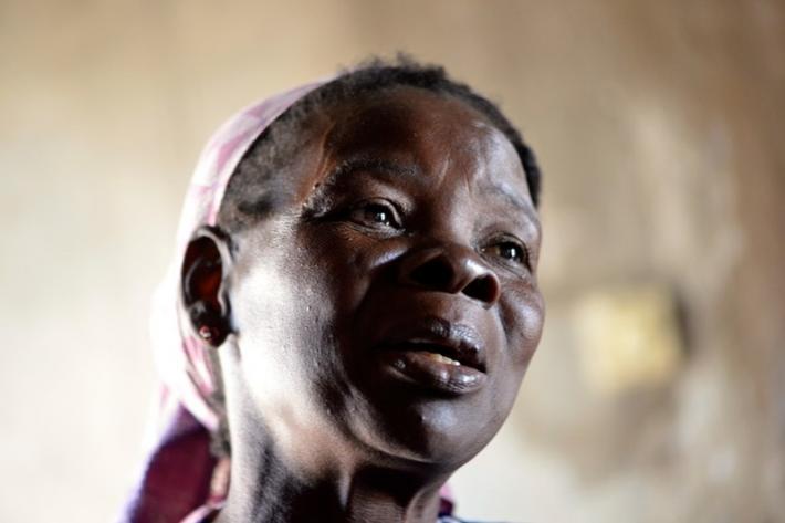 Palmira Enoque Tembe, 54, is HIV positive. She lives on the outskirts of Maputo with her two sons (also HIV positive) and four grandchildren. Amodefa volunteers visit three times a week and a nurse once a week who provide medication, food and therapy to the family. 