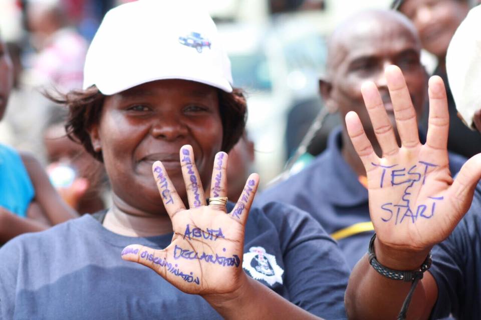 activist in Swaziland during World AIDS day initiatives