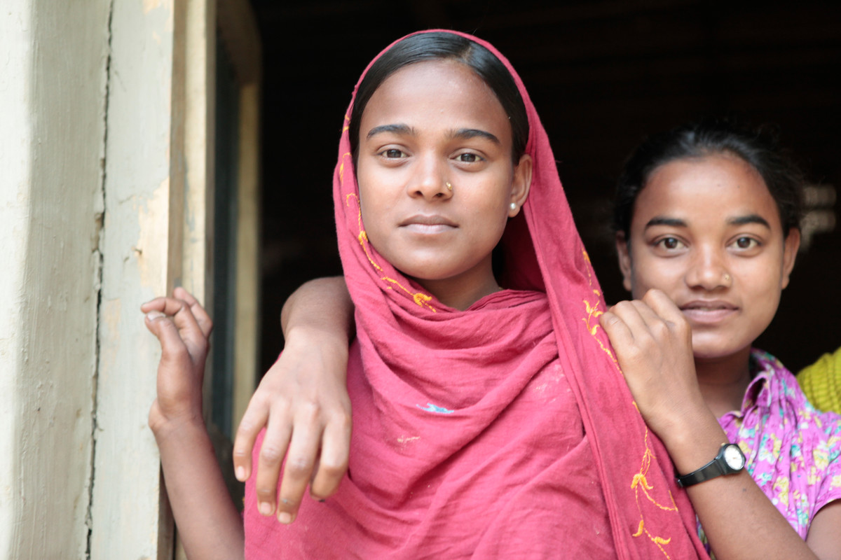 Two Bangladeshi girls standing together