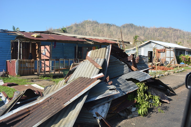 IPPF helps near this destroyed house after Cyclone Winston, Fiji