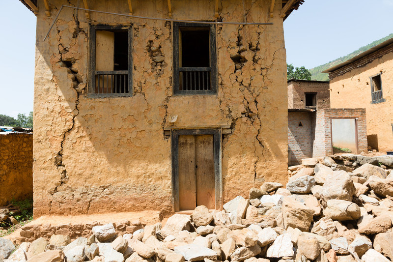 House damaged by an earthquake 