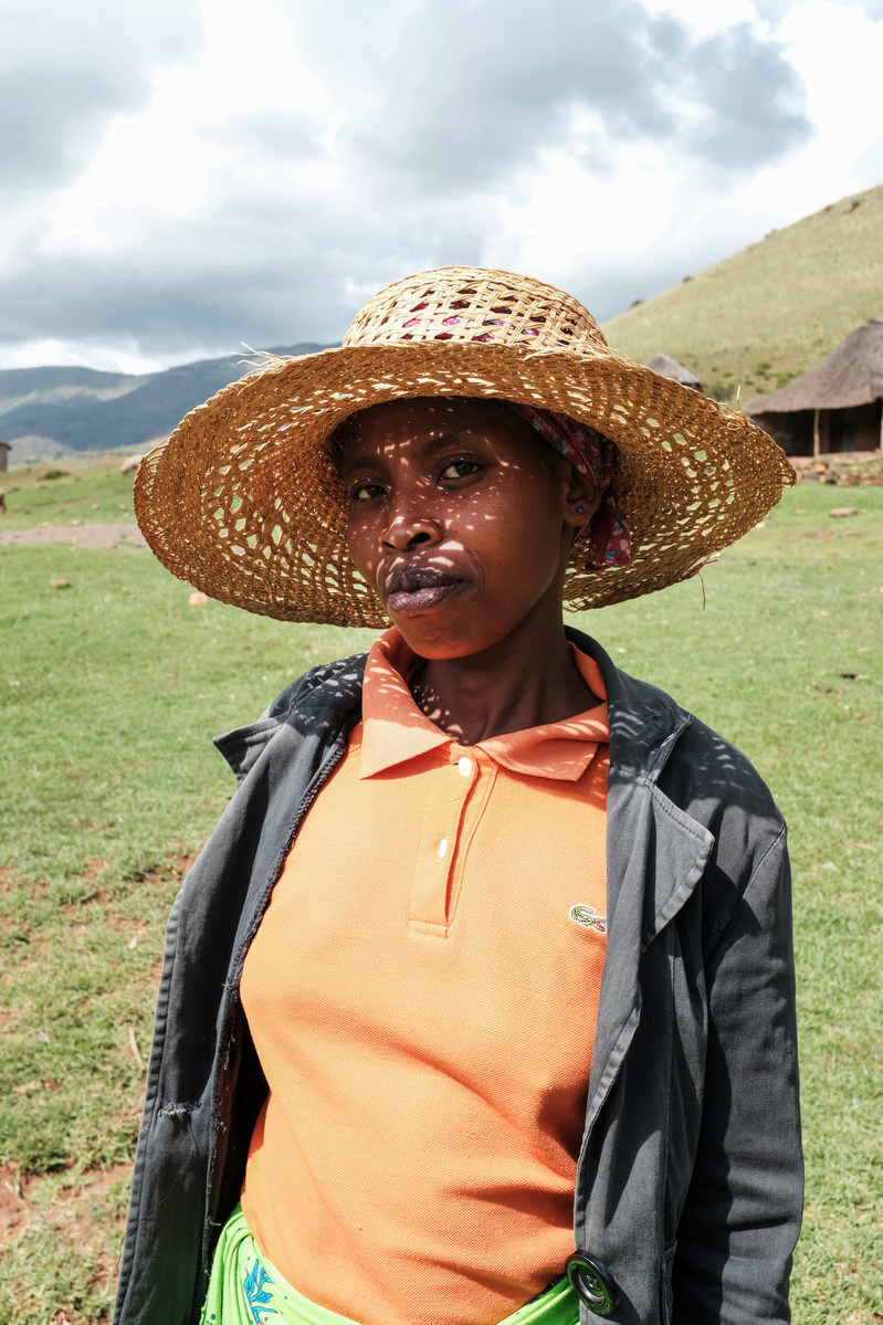 34-year-old Makamohelo Tlali, says, smiling outside the LPPA Family Planning tent on the hillside of Hamoshati village in Lesotho.