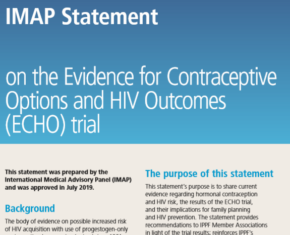 Image reads "IMAP Statement on Reproductive Health in a Time of COVID-19"