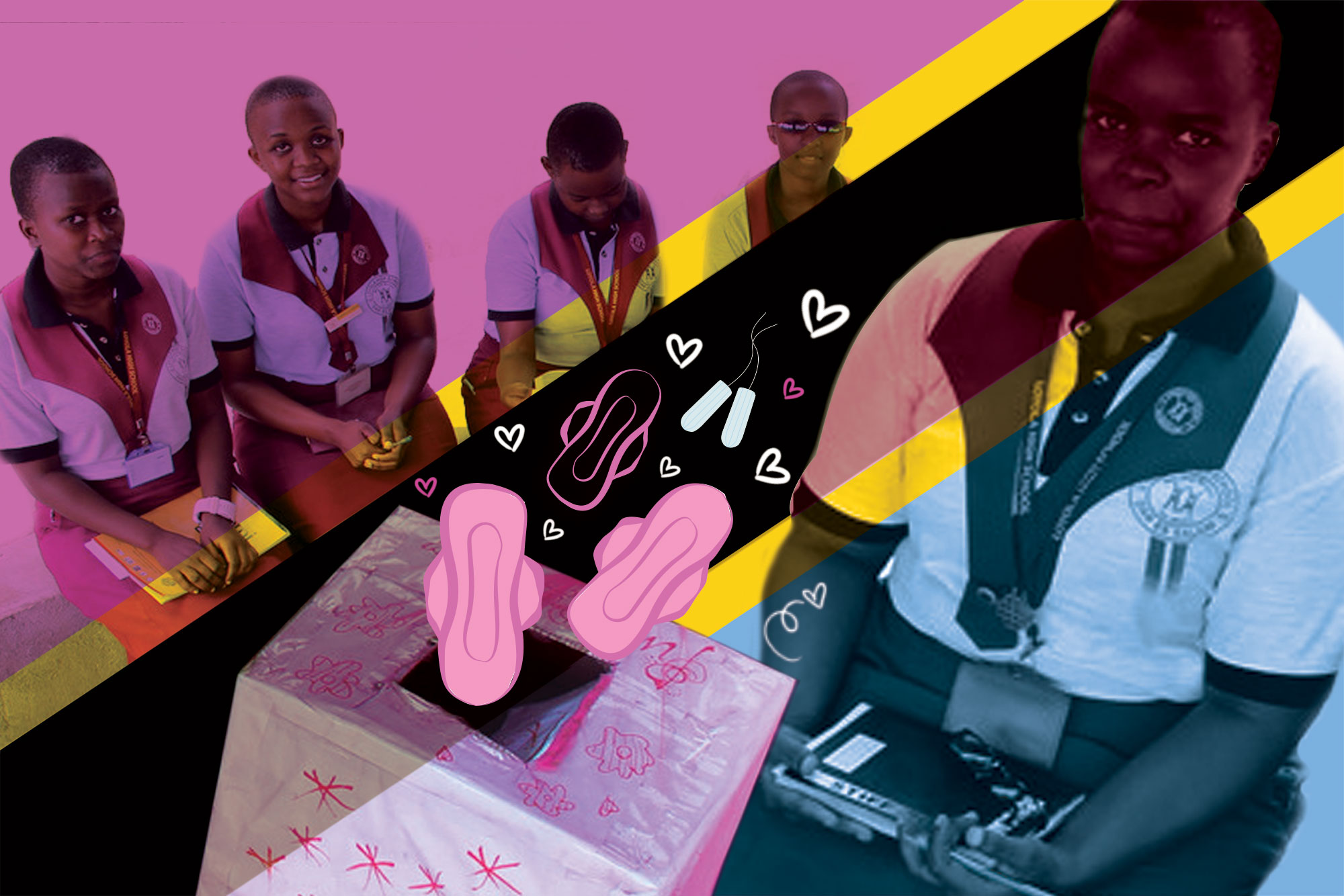Alice and her school friends with their Pink Box initiative