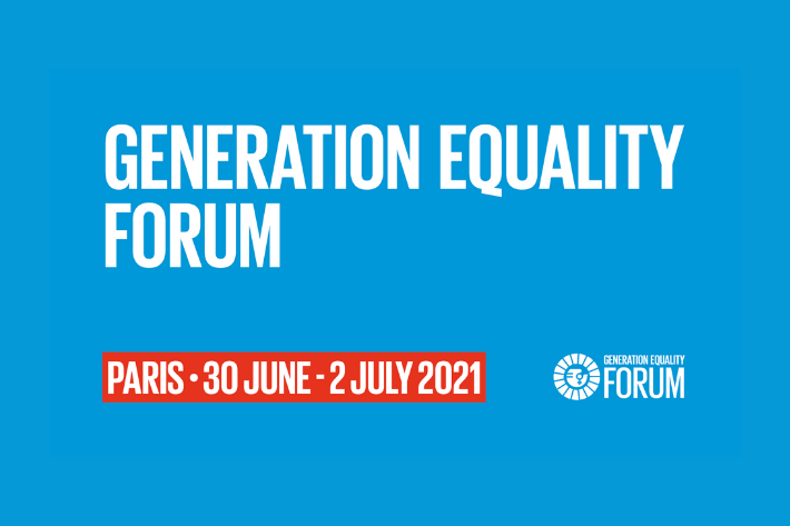 Graphic which reads "Generation Equality Forum, Paris, 30 June-2 July 2021"