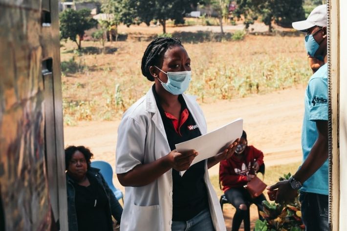 A healthcare worker at a WISH2 project in Mozambique