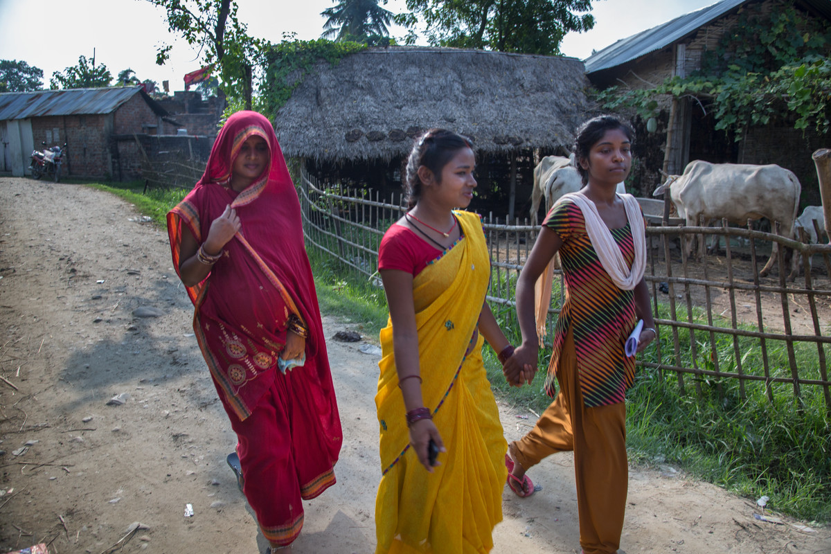 Young women walking
