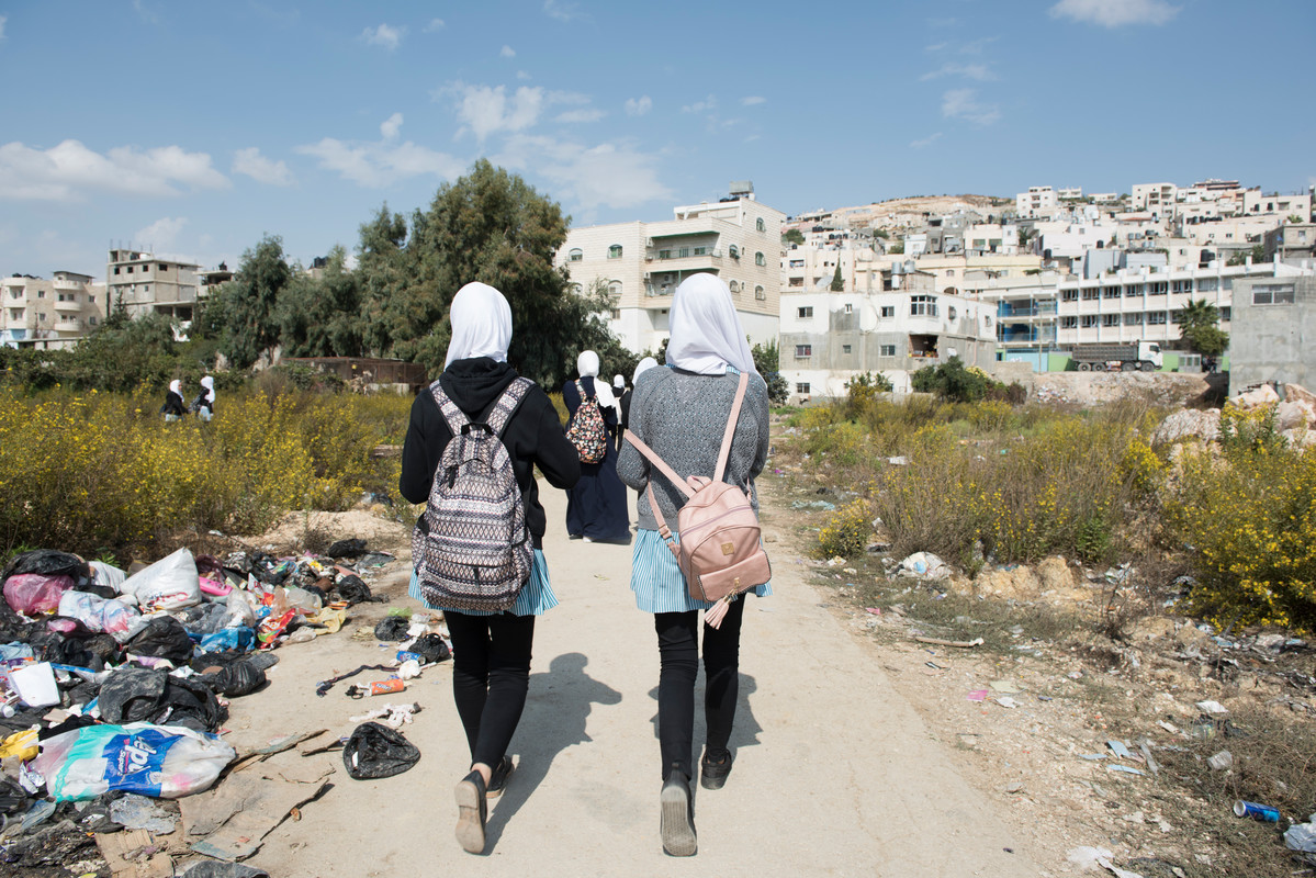 Young girls walking 