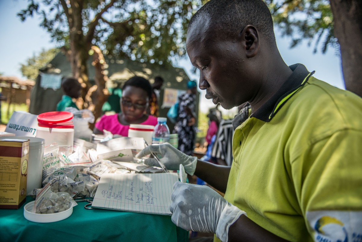 Healthcare worker at a mobile clinic