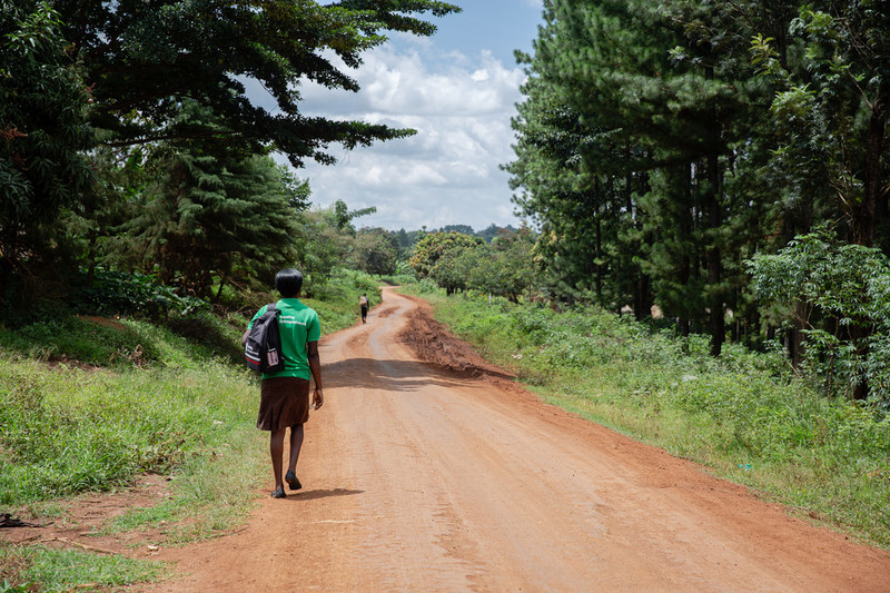Peer educator walking