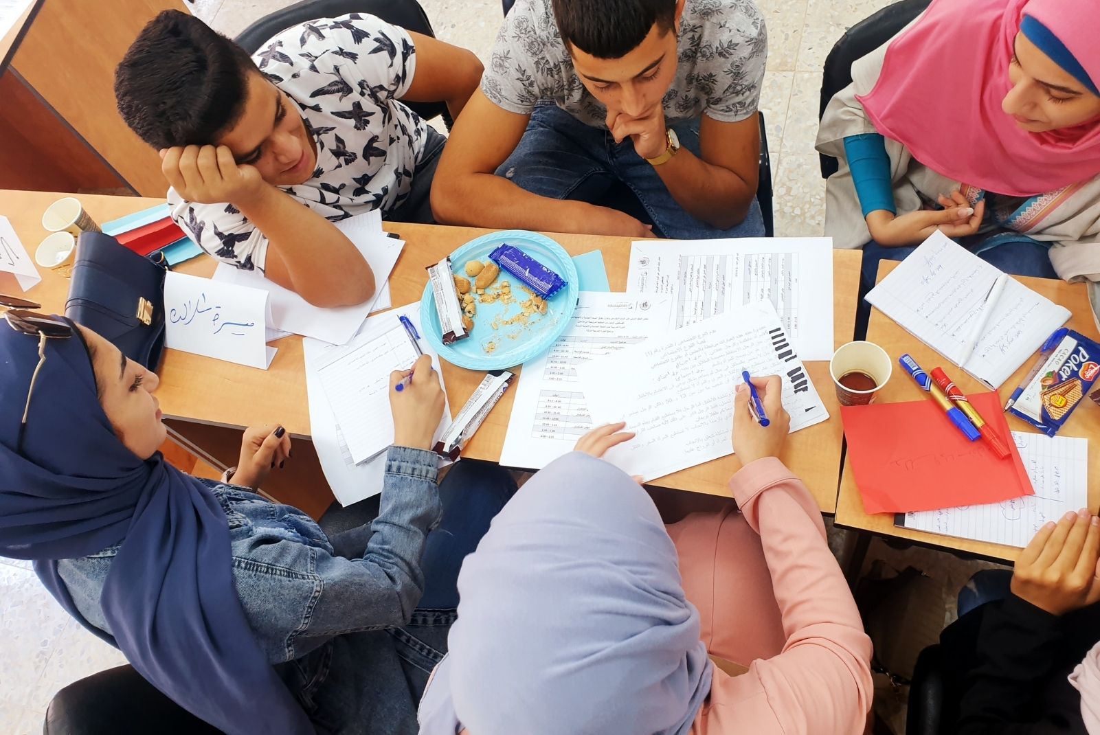 Palestinian youth taking part in a CSE workshop