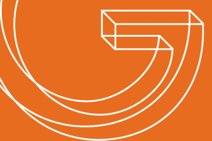 Guttmacher logo - white letter G on orange background