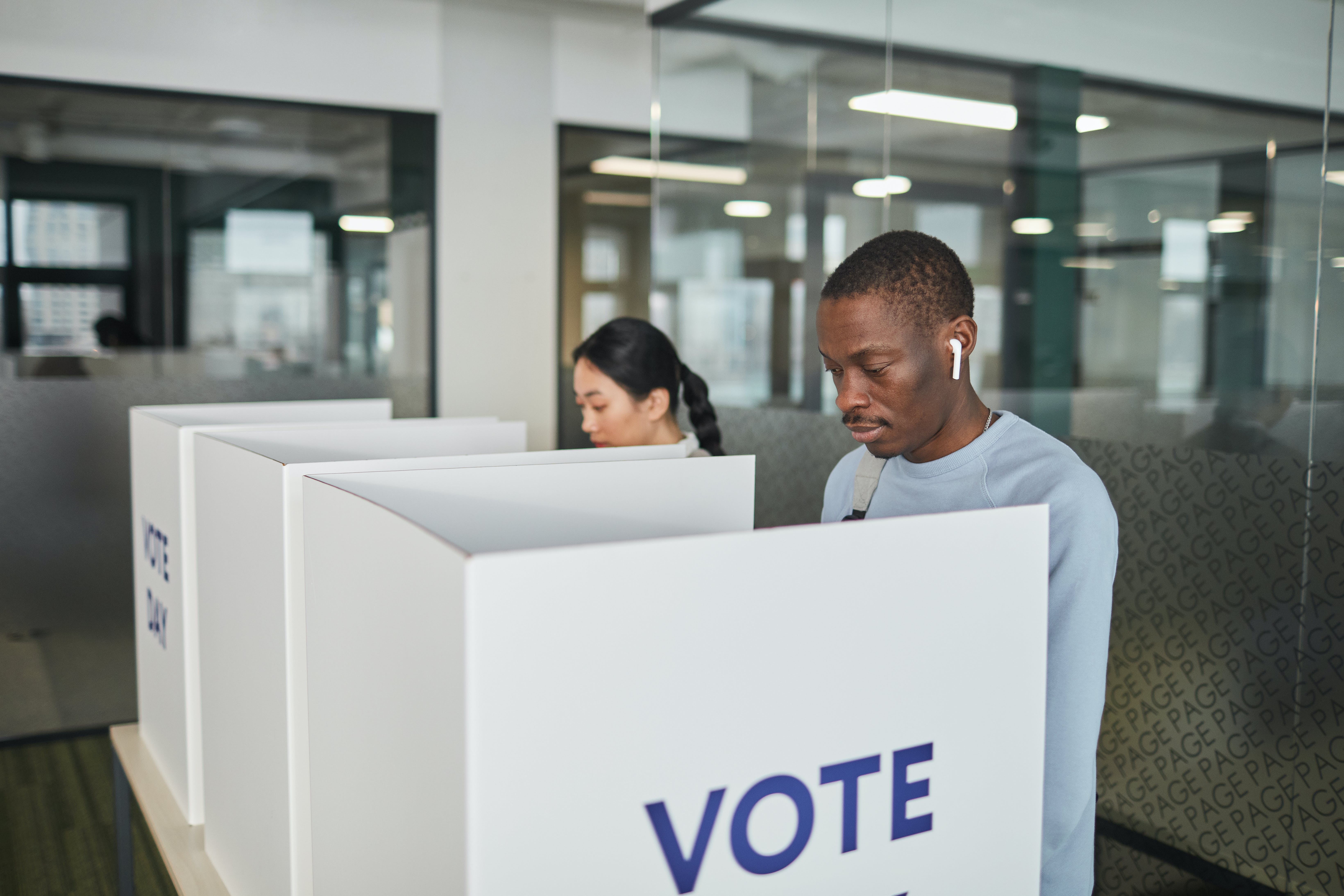 People casting a ballot