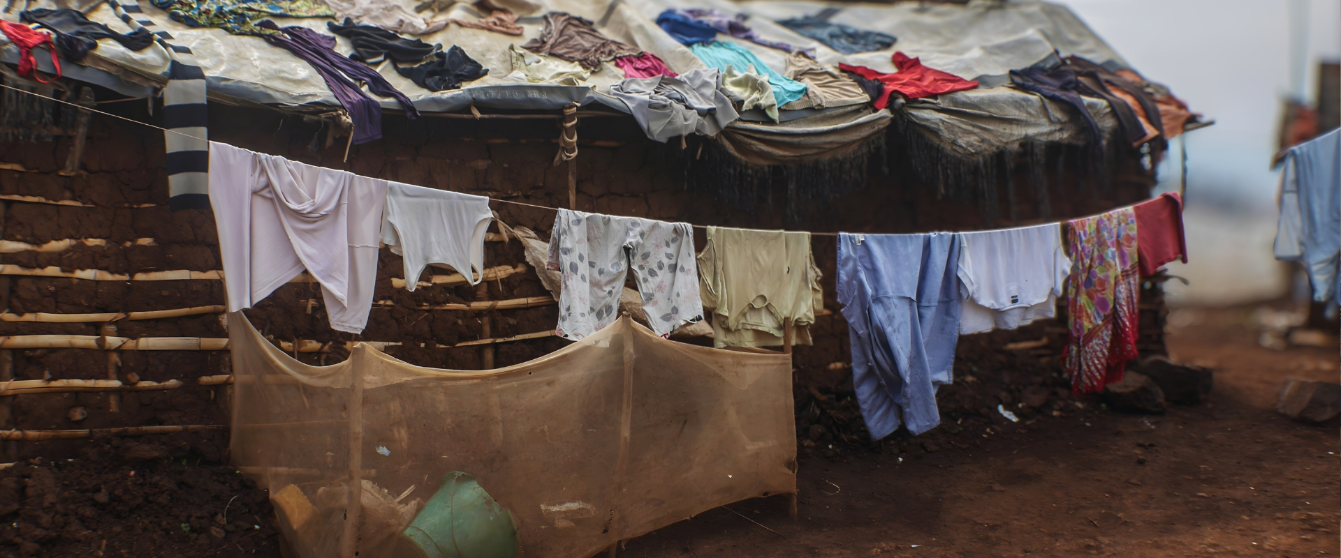 A scene of a temporary home in DRC