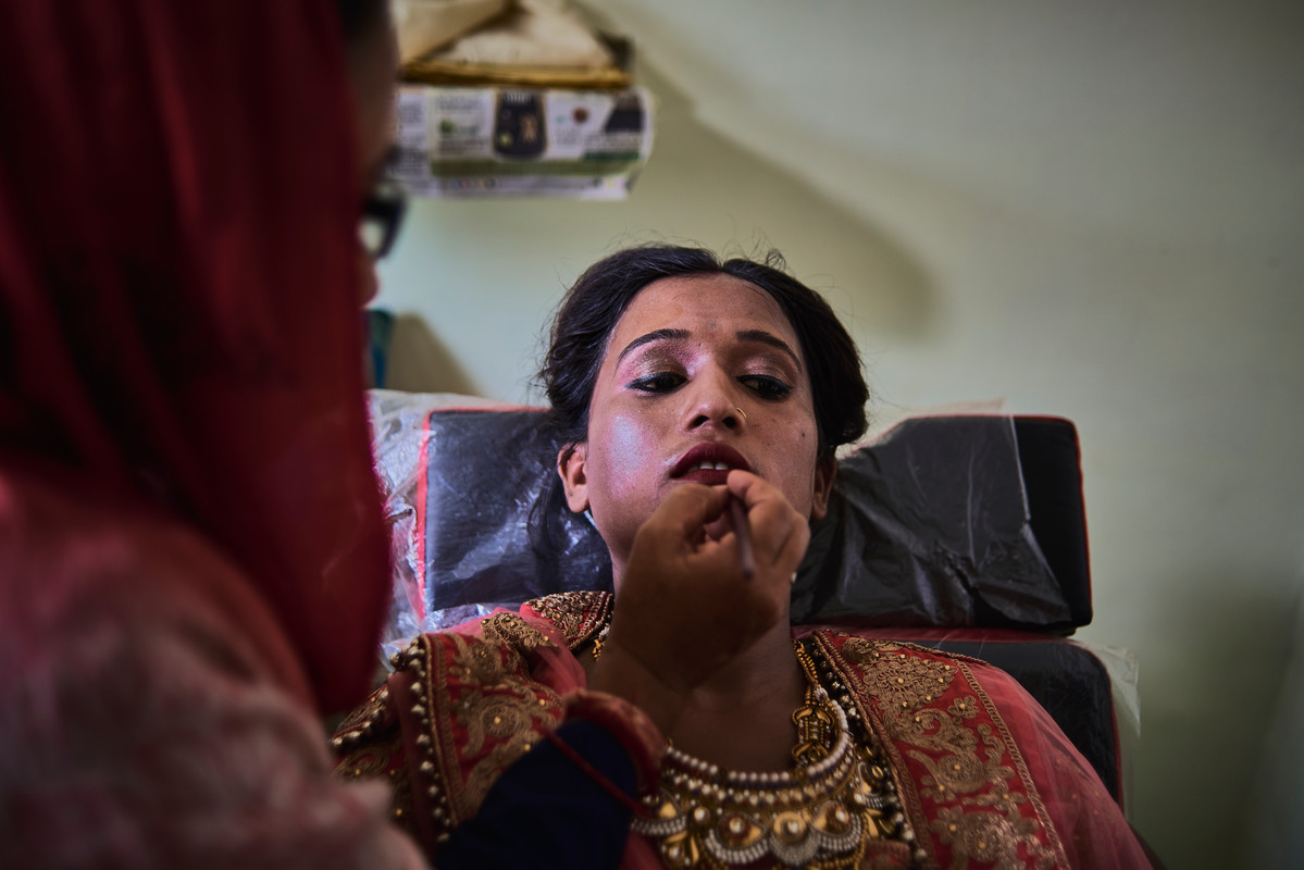 Women attend a beauty training workshop in Gwalior District Jail, Madhya Pradesh, India