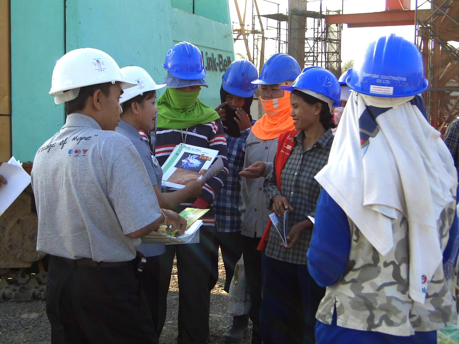 Group on construction site