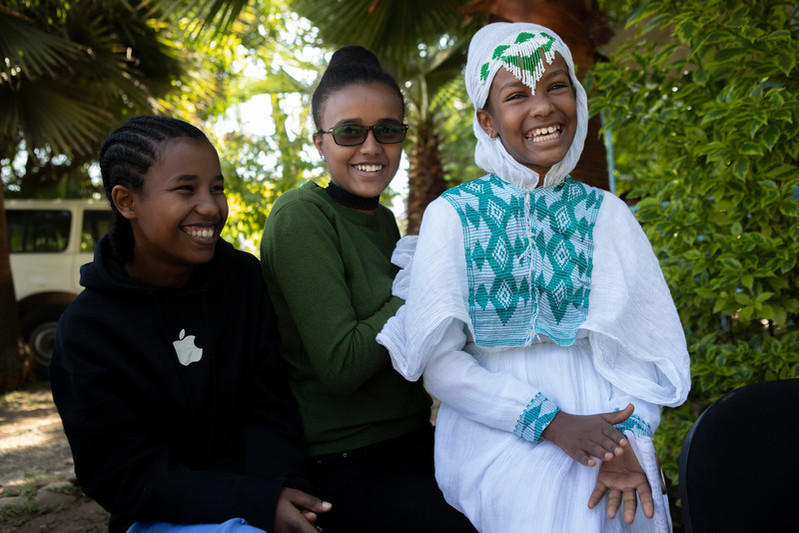 Youth reps Lem Lem Kinde (18), Mastewal Ephrem (17), Simret Abiyu (14)