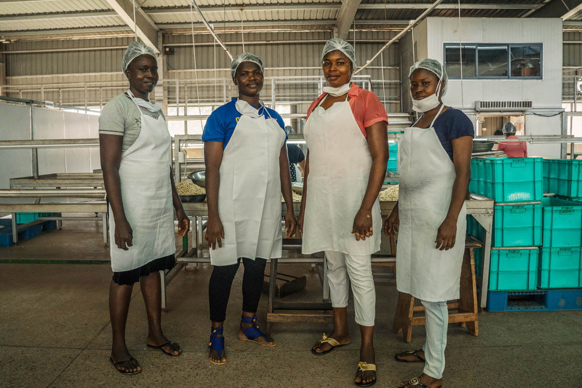 Factory workers at Mim Cashew factory, Ghana