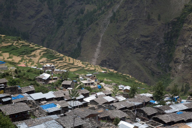 View of village and mountains