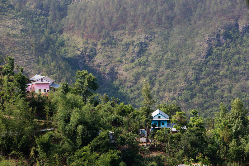 Mountain landscape and houses. 