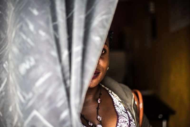 Joanne, a sex worker and beneficiary of the Little Mermaid's Bureau project, in the LMB office in Kampala, Uganda.