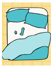 Illustration of a bed with sex toys on it