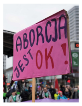 A protest sign in Polish