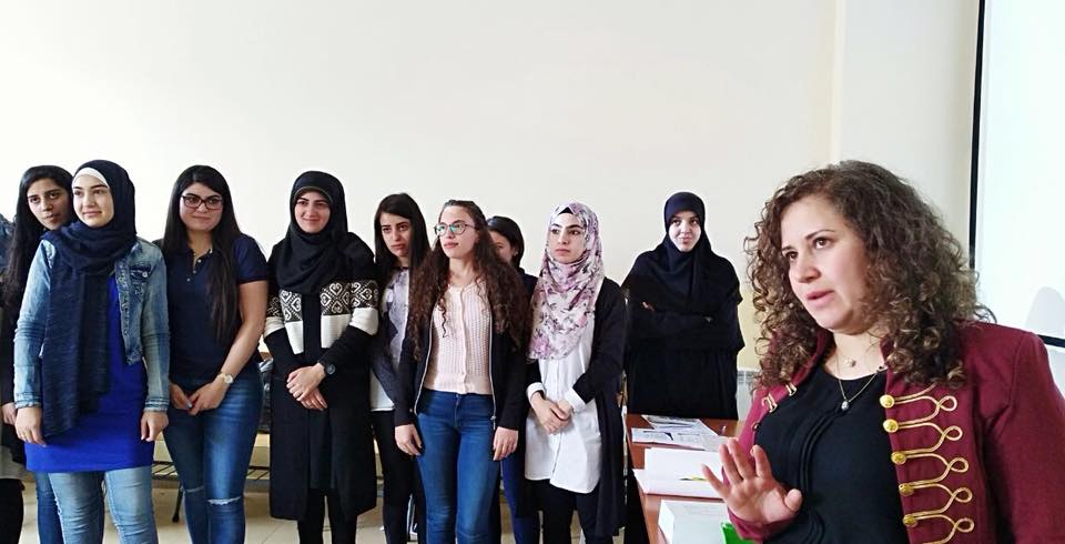 Lina Sabra leading a discussion on SRHR with students