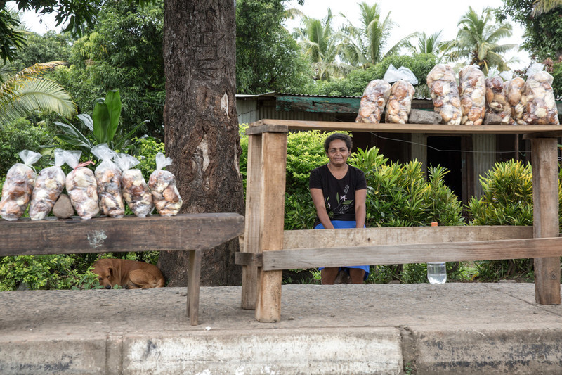 Parvinder at her road side stall selling Hawaiian chestnuts in Natalacake village in Ra Province.