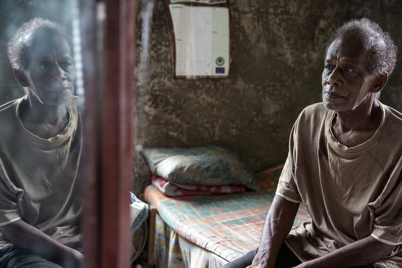 Atunaisa in his house in Natalacake village in Ra Province."My daughter-in-law, she was pregnant at the time, and received assistance from IPPF. She got some help with the buckets which helped the whole family. We were able to store fresh drinking water inside."