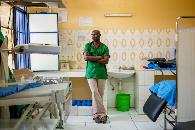 Midwife Desire Manirakiza, takes a well-deserved break at the ABUBEF clinic in Bujumbura. 