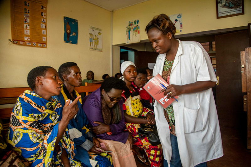 The waiting room at the ABUBEF clinic in Ngozi is always busy.  