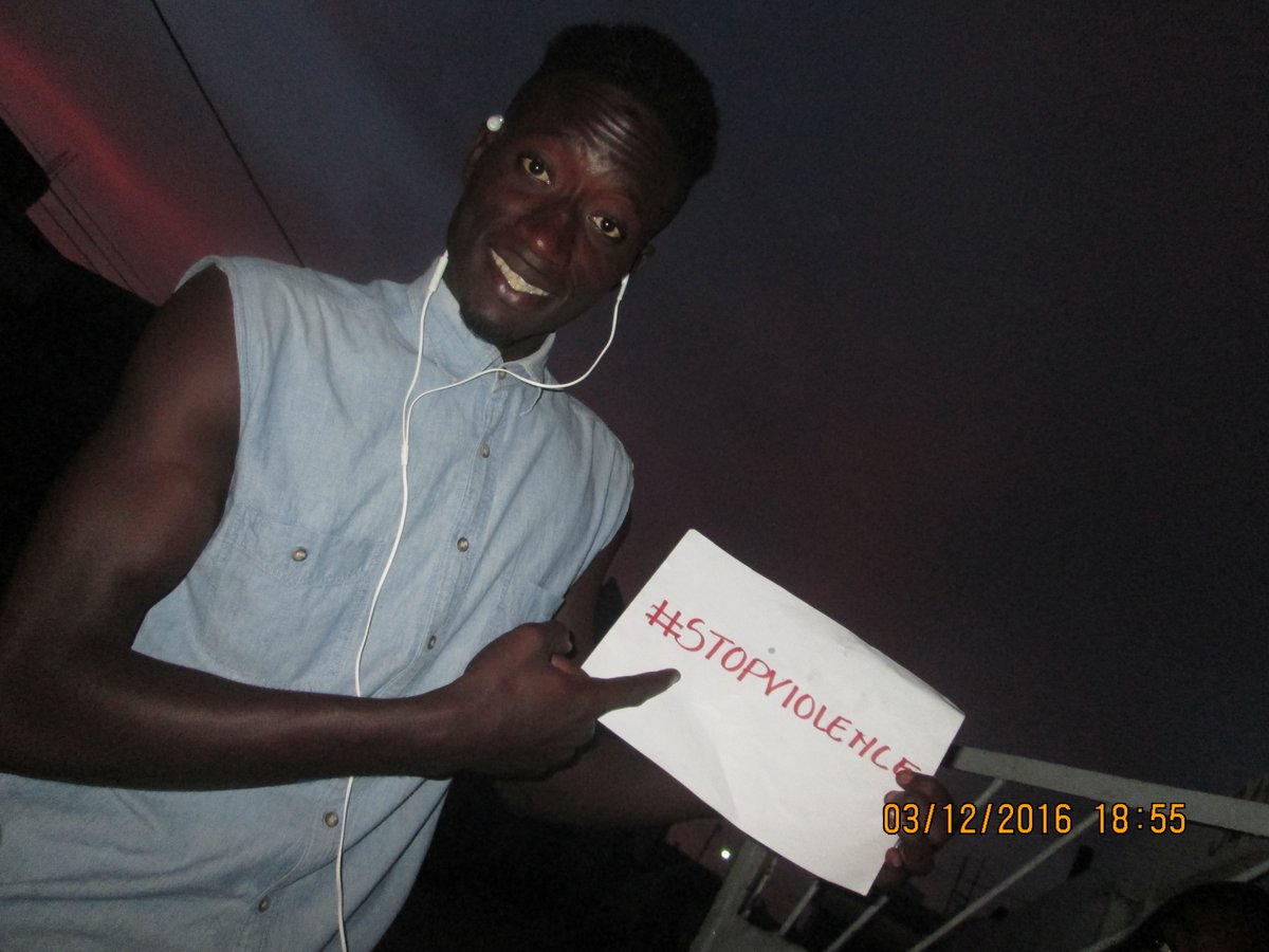 Activist from Senegal supporting #StopViolence campaign