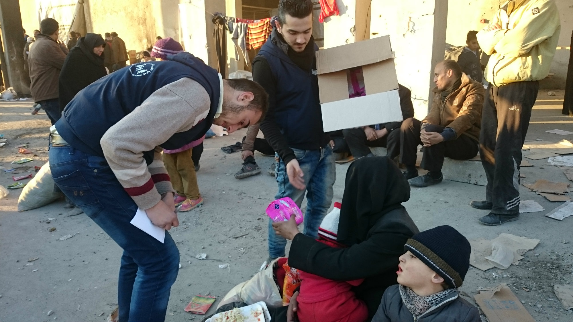 Dignity kits, including sanitary towels, are being distributed