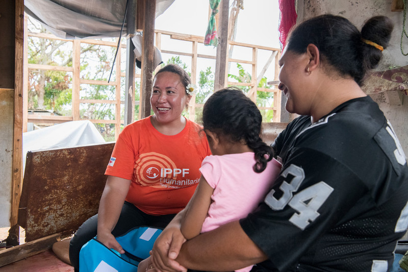 TFHA Programme Manager, Katherine Mafi, hands over a dignity kit to Etka Lotaki on Eua who lost her home in the cyclone. “Coming face to face with the recipient of a dignity kit is quite an experience, it's a magic moment watching these women," says Katherine.  