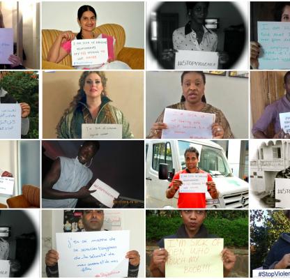 Collage of different photos shared on social media during IPPF #StopViolence campaign