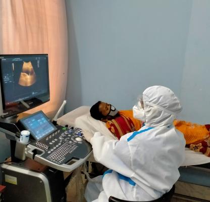 a woman received a scan at a clinic in Bangladesh during covid-19