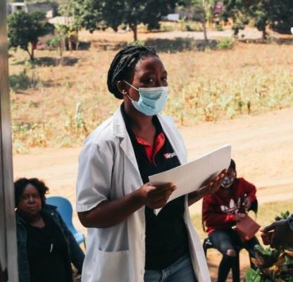 A healthcare worker at a WISH2 project in Mozambique