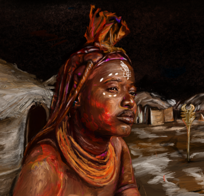 An illustration of an individual with traditional makeup