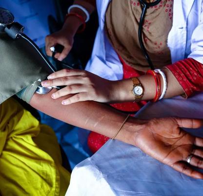 Paramedic Sraboni (25) is examining Rina (33) at the clinic built by IPPF. IPPF has established a clinic in Banishanta Brothel to provide all kinds of health services to sex workers working there, situated along the serene banks of the Pashur River in Mongla, Bangladesh. This brothel has endured countless cyclones and natural calamities; Cyclone Remal left an unprecedented impact. Almost every household in the village, comprising 92 families dependent on sex work, felt the brunt of this formidable cyclone. 