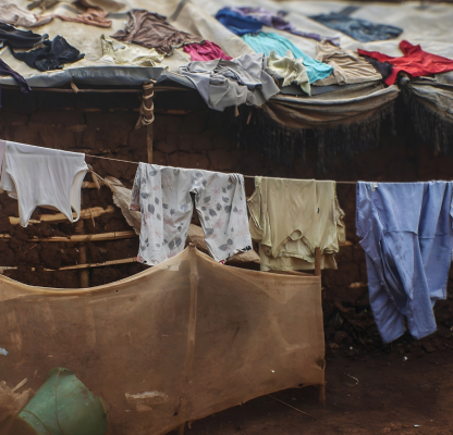 A scene of a temporary home in DRC