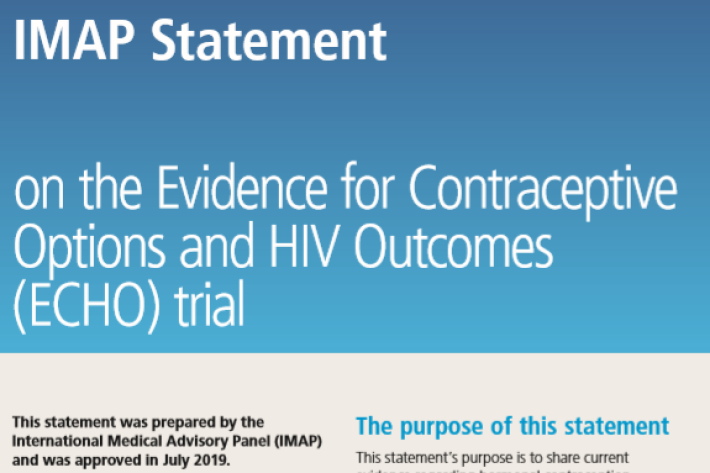Image reads "IMAP Statement on Reproductive Health in a Time of COVID-19"