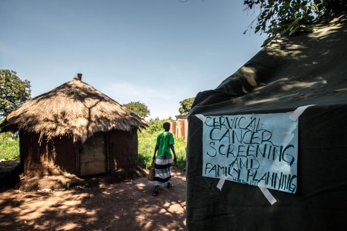 RHU's weekly outreach clinic in the village of Atega provides a variety of services including cervical cancer screening and family planning.