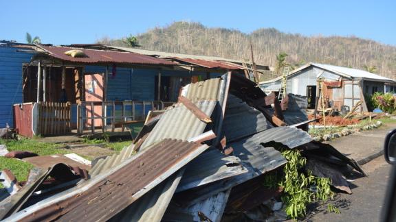 IPPF helps near this destroyed house after Cyclone Winston, Fiji
