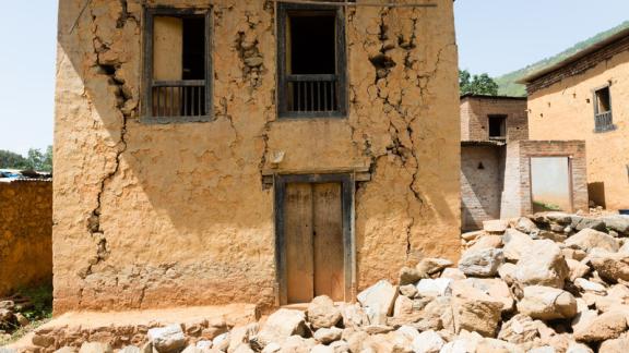 House damaged by an earthquake 