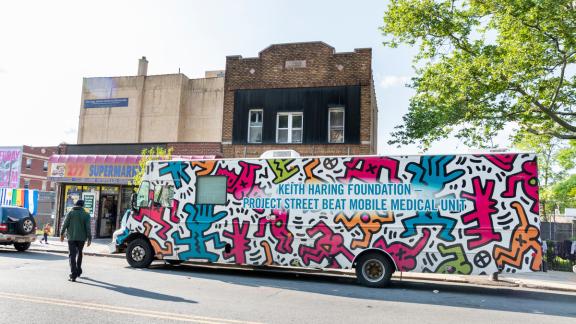 Keith Haring covered Project Street Beat mobile clinic in New York 